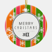 Oranje en groen kerstcadeau keramisch ornament (Voorkant)