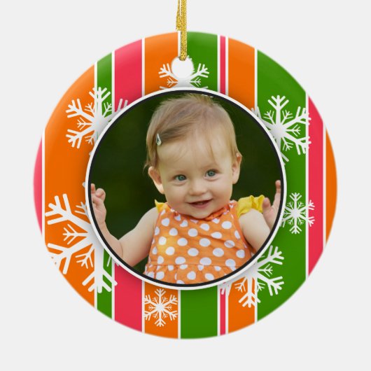 Oranje en groen kerstcadeau keramisch ornament (Achterkant)