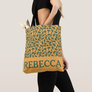 Oranje en groen lederen patroon tote bag