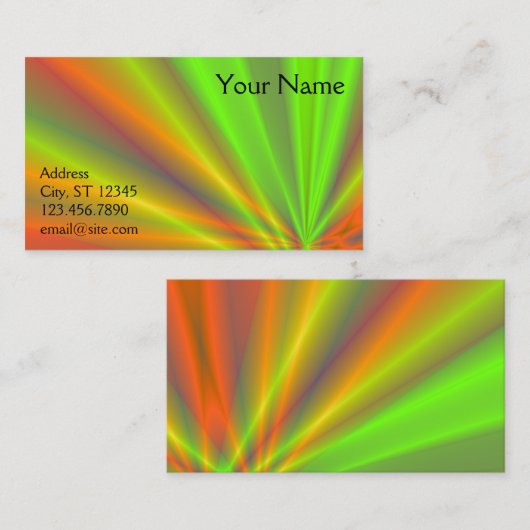 Oranje en groen licht Show fractal Art Visitekaartje (Voorkant / Achterkant)