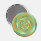 Oranje en groen Roos Magnet (Voorkant / Achterkant)