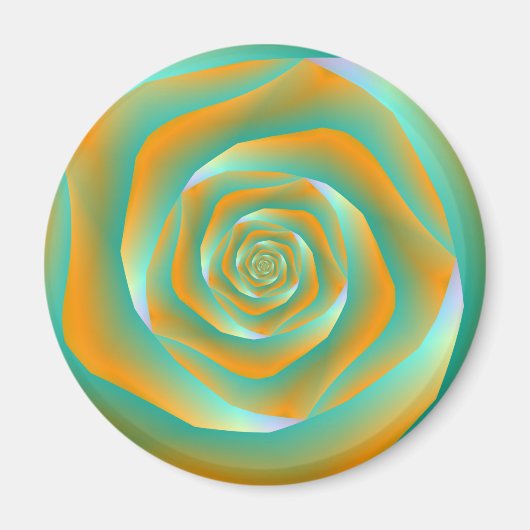Oranje en groen Roos Magnet (Voorkant)