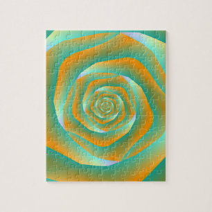 Oranje en groen spiraalvormig Roos Puzzle Legpuzzel