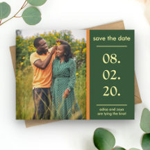 Oranje en Groene Afrikaanse Koppel Save The Date