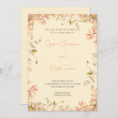 Oranje en groene bladeren Gele bruiloft Kaart (Voorkant / Achterkant)