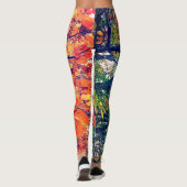 Oranje en groene bladeren leggings (Achterkant)