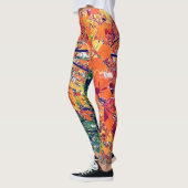 Oranje en groene bladeren leggings (Links)