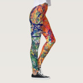 Oranje en groene bladeren leggings (Rechts)