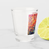 Oranje en groene bladeren shot glas (Links)