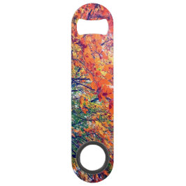 Oranje en groene bladeren speed flessenopener