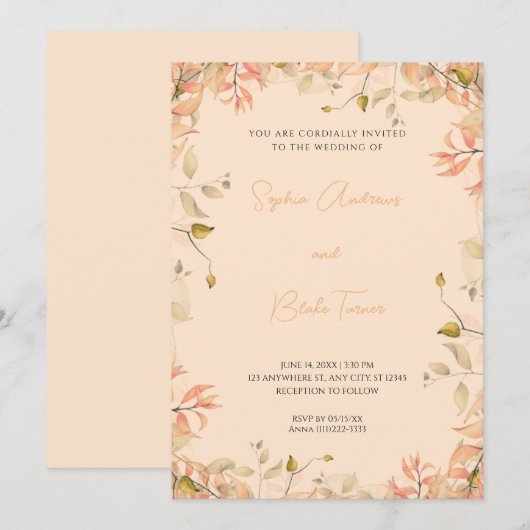 Oranje en groene bladeren van de boomgaard kaart (Voorkant / Achterkant)