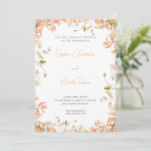 Oranje en groene bladeren Wit huwelijk Kaart (Staand voorkant)