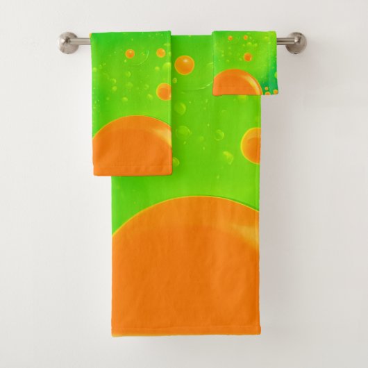 Oranje en groene bubbel Abstracte kunst Bad Handdoek (Insitu)