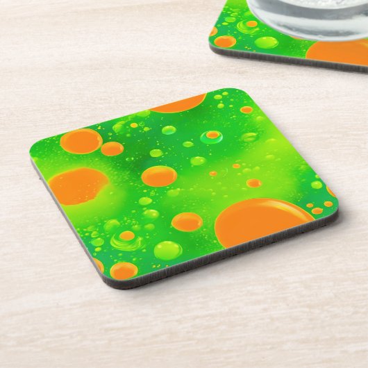 Oranje en groene bubbel Abstracte kunst Bier Onderzetter (Linkerzijde)