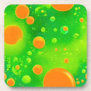 Oranje en groene bubbel Abstracte kunst Bier Onderzetter