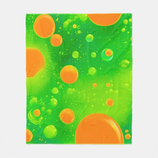Oranje en groene bubbel Abstracte kunst Fleece Deken (Voorkant)