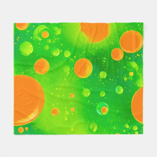 Oranje en groene bubbel Abstracte kunst Fleece Deken (Voorkant (Horizontaal))