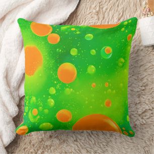 Oranje en groene bubbel Abstracte kunst Kussen