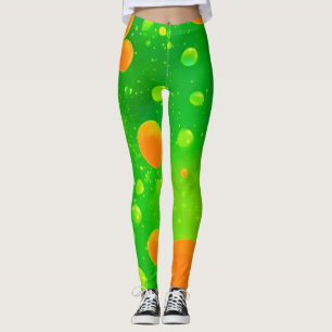 Oranje en groene bubbel Abstracte kunst Leggings