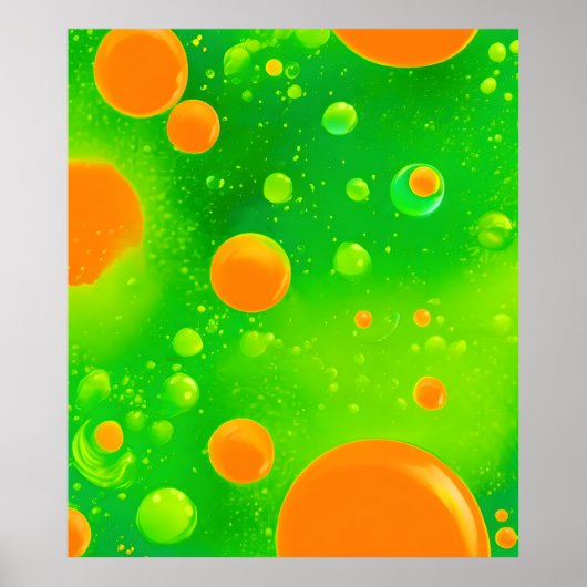 Oranje en groene bubbel Abstracte kunst Poster (Voorkant)