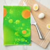 Oranje en groene bubbel Abstracte kunst Theedoek (Quarter Fold)