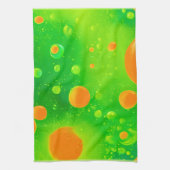 Oranje en groene bubbel Abstracte kunst Theedoek (Verticaal)