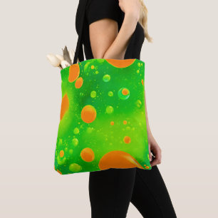 Oranje en groene bubbel Abstracte kunst Tote Bag