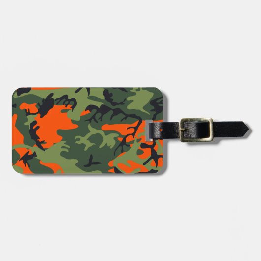 Oranje en groene camouflage, leger, leger bagagelabel (Voorkant horizontaal)