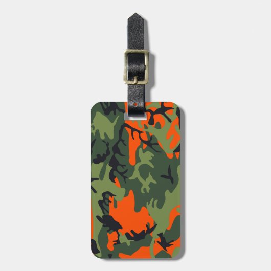 Oranje en groene camouflage, leger, leger bagagelabel (Voorkant verticaal)