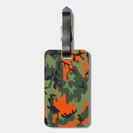Oranje en groene camouflage, leger, leger bagagelabel (Achterkant verticaal)