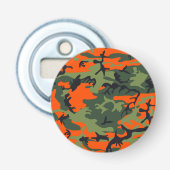 Oranje en groene camouflage, leger, leger button flesopener (Voorkant)