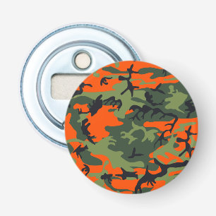Oranje en groene camouflage, leger, leger button flesopener