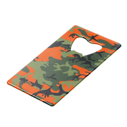 Oranje en groene camouflage, leger, leger creditkaart flessenopener (Voorkant Gekanteld)