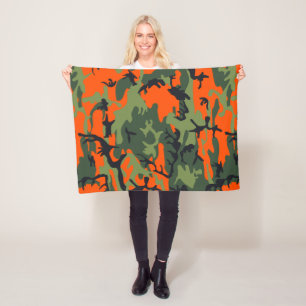 Oranje en groene camouflage, leger, leger fleece deken