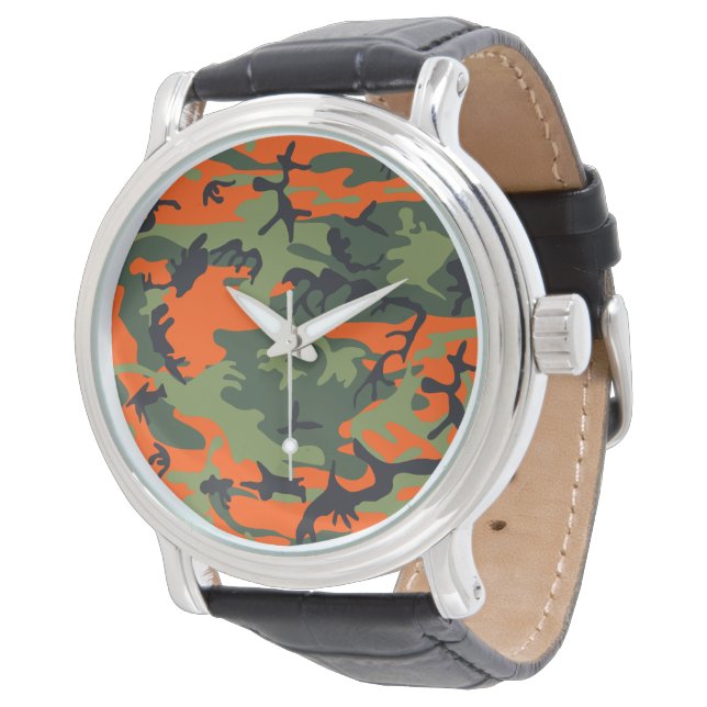 Oranje en groene camouflage, leger, leger horloge (Gekanteld)