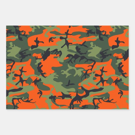 Oranje en groene camouflage, leger, leger inpakpapier vel (Voorkant 2)