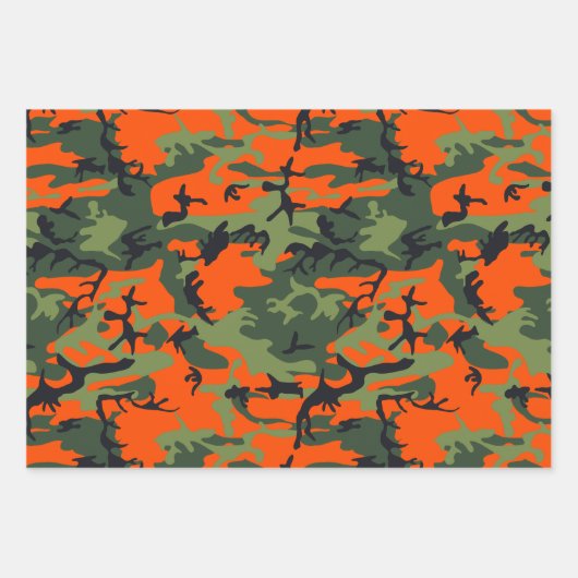 Oranje en groene camouflage, leger, leger inpakpapier vel (Voorkant)