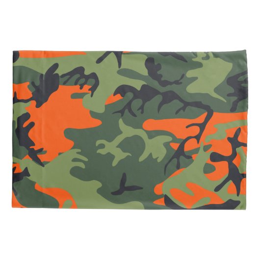 Oranje en groene camouflage, leger, leger kussensloop (Achterkant)