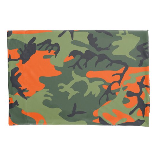 Oranje en groene camouflage, leger, leger kussensloop (Voorkant)