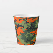 Oranje en groene camouflage, leger, leger latte mok (Voorkant)
