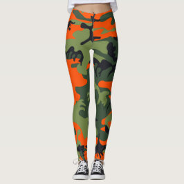 Oranje en groene camouflage, leger, leger leggings