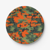 Oranje en groene camouflage, leger, leger papieren bordje (Voorkant)