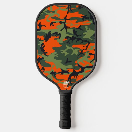 Oranje en groene camouflage, leger, leger pickleball paddle (Achterkant)