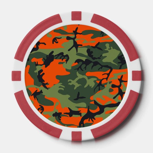 Oranje en groene camouflage, leger, leger poker chips (Voorkant)