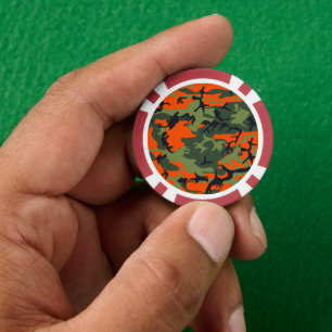 Oranje en groene camouflage, leger, leger poker chips