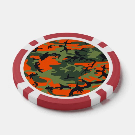Oranje en groene camouflage, leger, leger poker chips (Enkel)