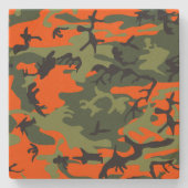 Oranje en groene camouflage, leger, leger stenen onderzetter (Voorkant)