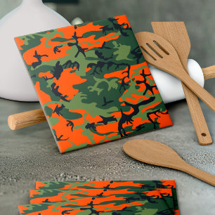 Oranje en groene camouflage, leger, leger tegeltje