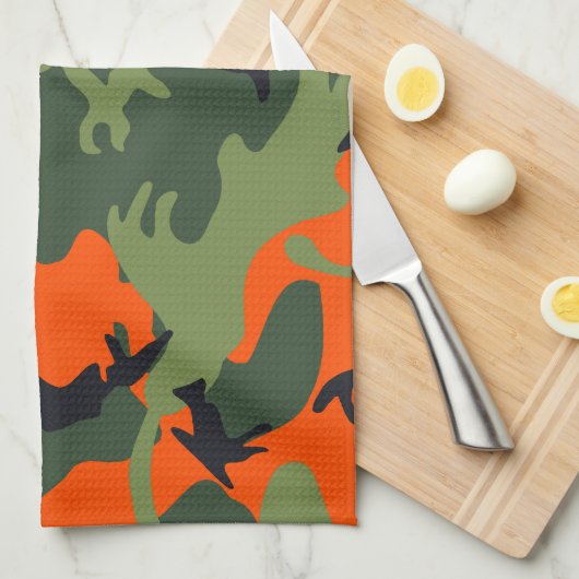 Oranje en groene camouflage, leger, leger theedoek (Quarter Fold)