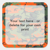 Oranje en groene camouflage, leger, leger vierkante sticker (Voorkant)